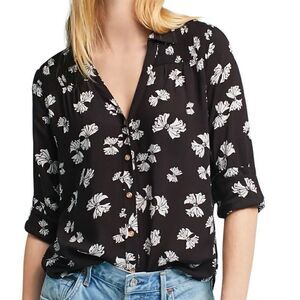 Anthropologie Maeve Emory Printed Buttondown Shirt Black/White Size 0